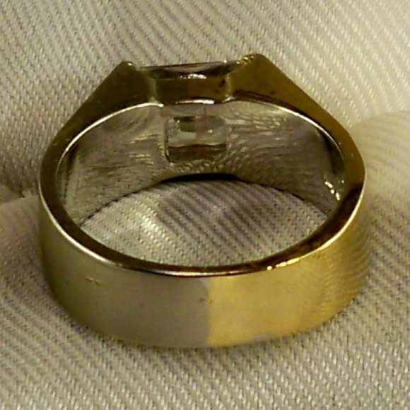 Classic Radiant Cut Sterling Silver Solitaire Engagement  Radiant Cut Crystal Flat & Gloss Silver DESIGNER Ring